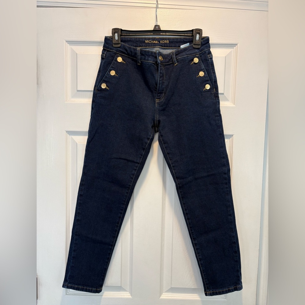 Michael Kors Blue and Gold High Rise Jeans